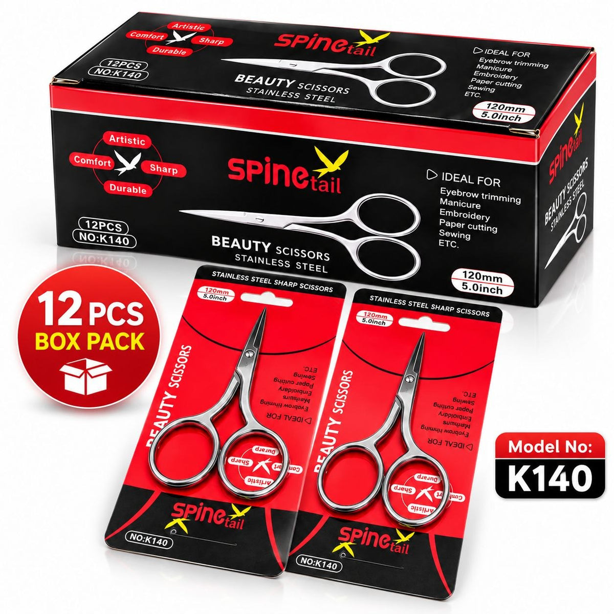 Beauty Scissors 5 Inch Stainless Steel Sharp Scissors | 120 mm | Pack of 12