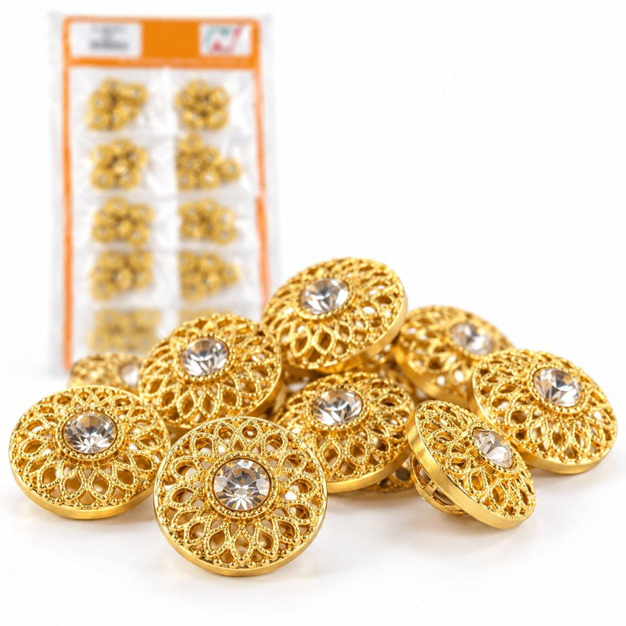 C-28361 Golden Designer Stone Buttons for Kurti, Blouse & Dress – 10 Packets