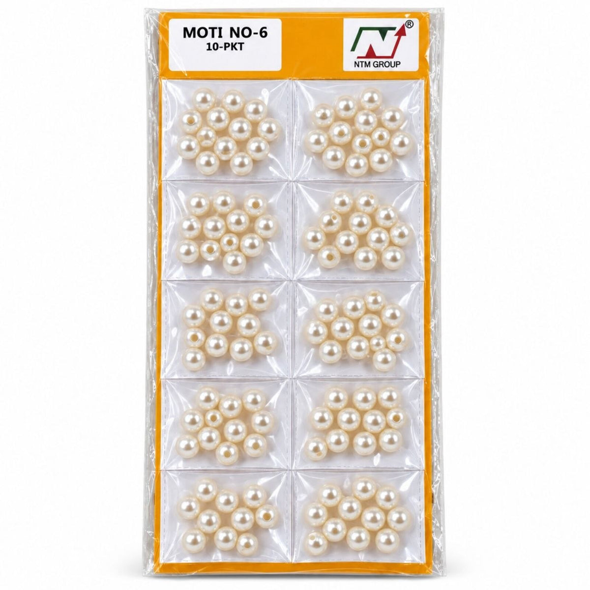 Pearl Moti No. 6 – Off White Round Beads Pack of 10 for Blouse, Latkan, Jewellery & Craft Work