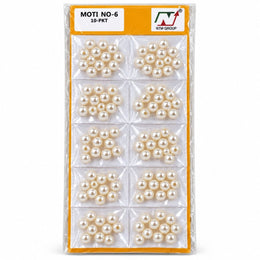 Pearl Moti No. 6 – Off White Round Beads Pack of 10 for Blouse, Latkan, Jewellery & Craft Work