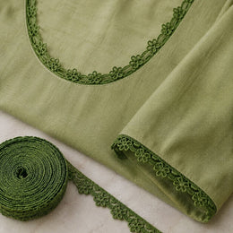 Green Decorative Floral Edge Lace Trim for Blouse, Saree & Craft – 18 Meter