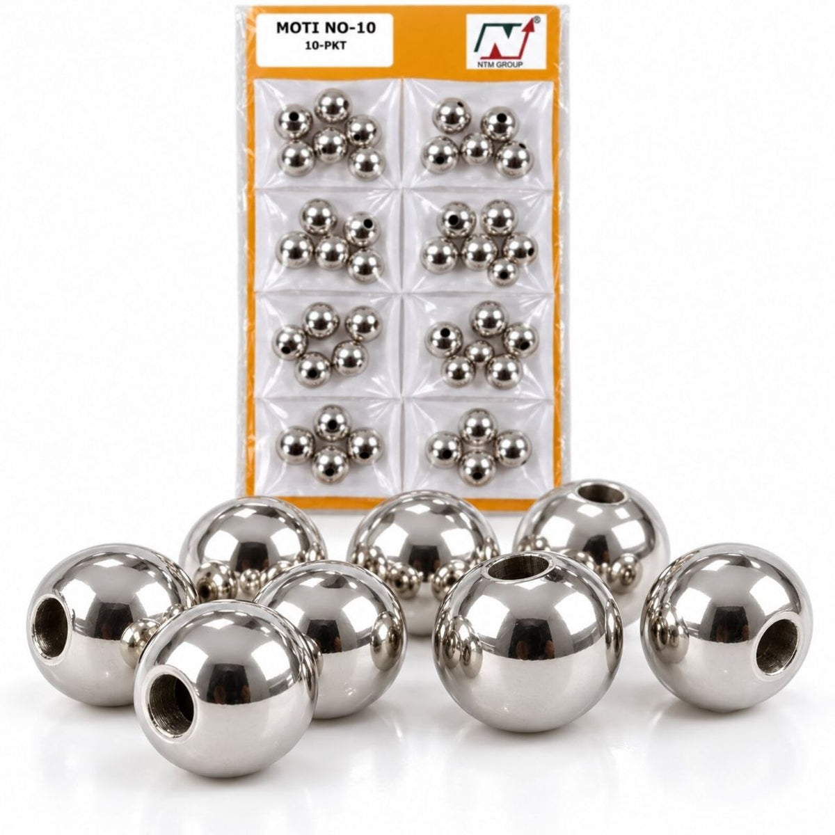 Moti No. 10 Silver Beads for Blouse, Latkan, Lehenga & Craft – Pack of 10 Packets