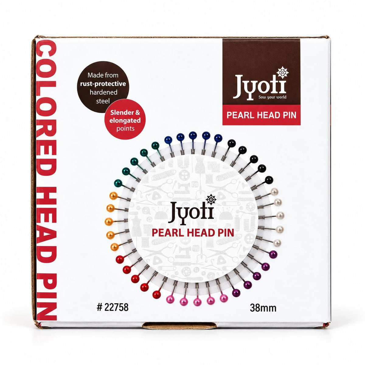 Jyoti Pearl Head Pins 38mm Multicolor Sewing & Tailoring Pins – Model 22758