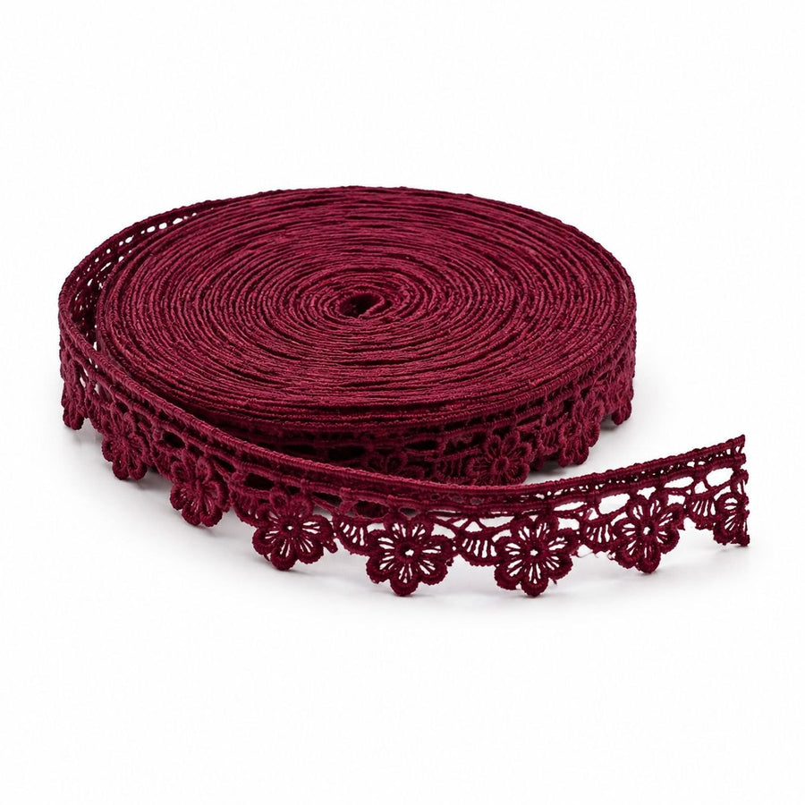 Maroon Floral Decorative Lace Trim for Blouse, Saree, Kurti & Craft | Designer Crochet Border Lace