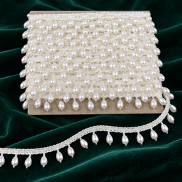 Premium White Pearl Drop Hanging Lace Border for Saree, Blouse, Dupatta,  9 Meter Lehenga & Dress Decoration | Designer Moti Latkan Lace