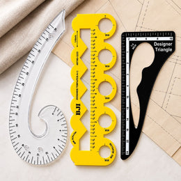 3 Piece Tailoring Curve Ruler Set for Blouse, Kurti & Dress Pattern Making | French Curve, Designer Template & Triangle