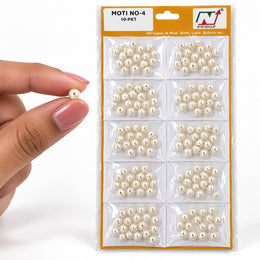 Cream Pearl Moti Beads No. 4 for Blouse, Saree, Lehenga, Jewellery & Craft Work | 10 Packet Pack