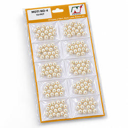 Cream Pearl Moti Beads No. 4 for Blouse, Saree, Lehenga, Jewellery & Craft Work | 10 Packet Pack