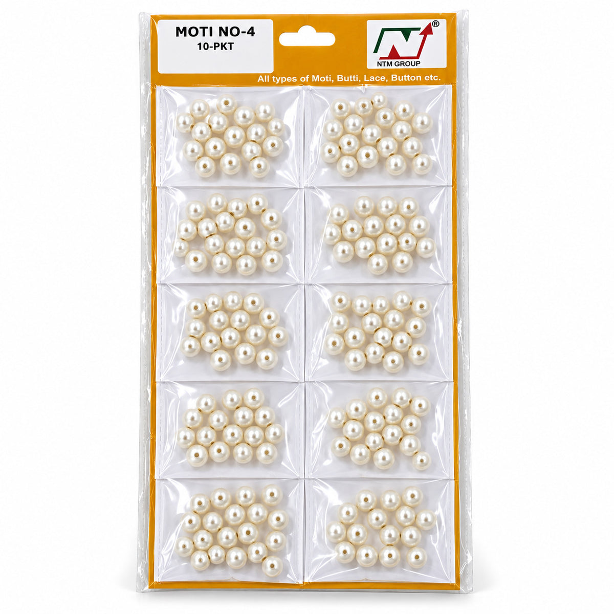 Cream Pearl Moti Beads No. 4 for Blouse, Saree, Lehenga, Jewellery & Craft Work | 10 Packet Pack