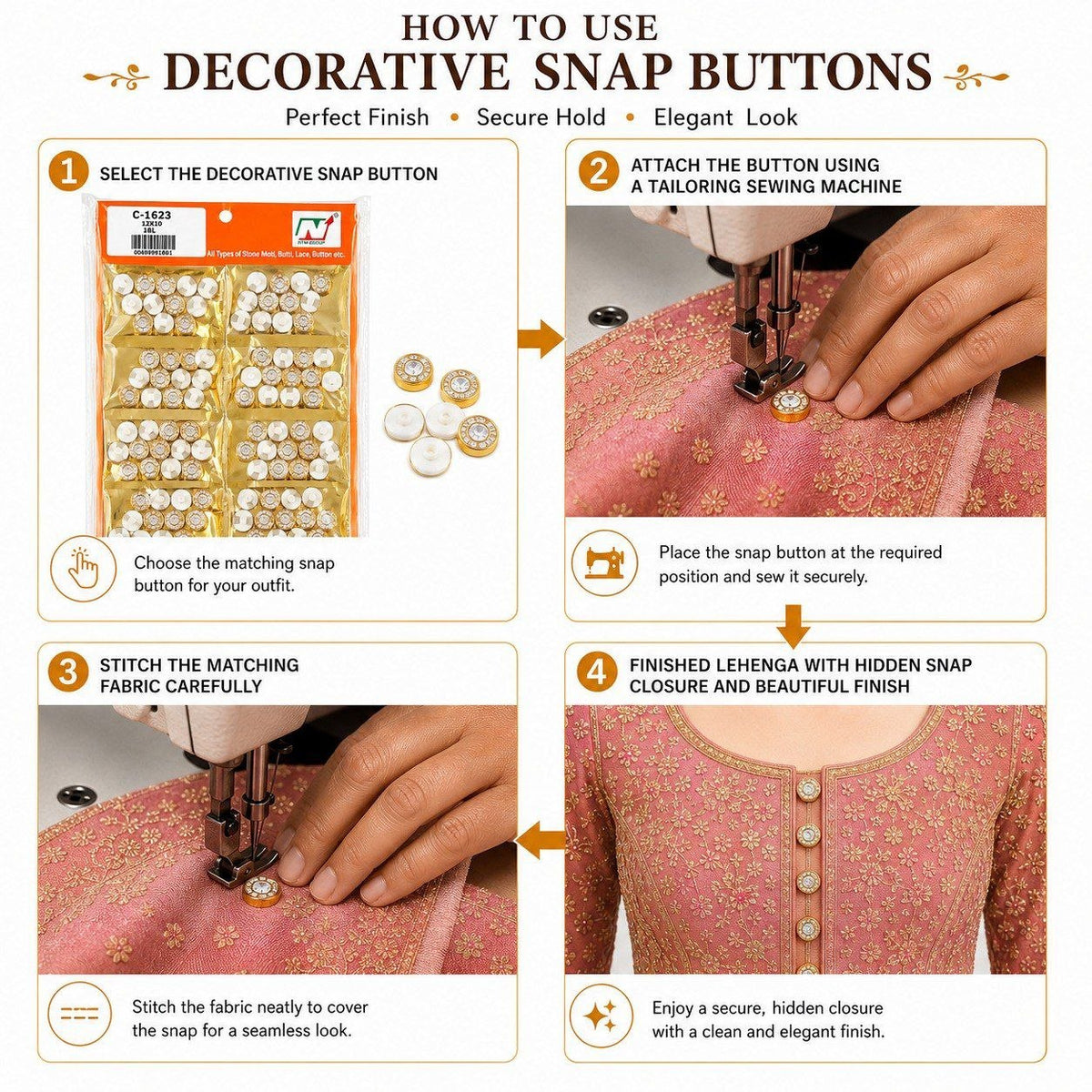 Decorative Snap Buttons for Blouse, Lehenga & Dresses | Fancy Stone Buttons