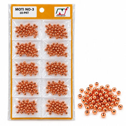 Moti No. 3 Copper Beads for Blouse, Latkan, Embroidery & Craft – Pack of 10 Packets