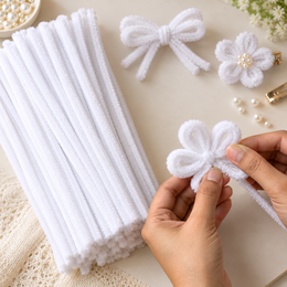 White Pipe Cleaner Craft Sticks for DIY Flowers, Figures, Art & Craft – 100 Pieces (1 Packet)
