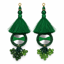 Bottle Green Mirror Work Tassel Latkan for Blouse & Lehenga – 6 Pair (12 Pieces)