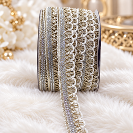 Premium Silver & White Designer Lace Border with Pearl Style Detailing for Saree, Blouse, Dupatta, Lehenga & Bridal Wear | Pack of 3 Rolls – 18 Meter