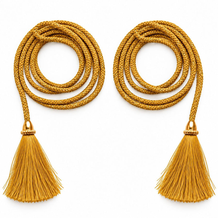 Golden Blouse Dori with Tassel Latkan | 1 Meter Braided Dori | Pack of 12