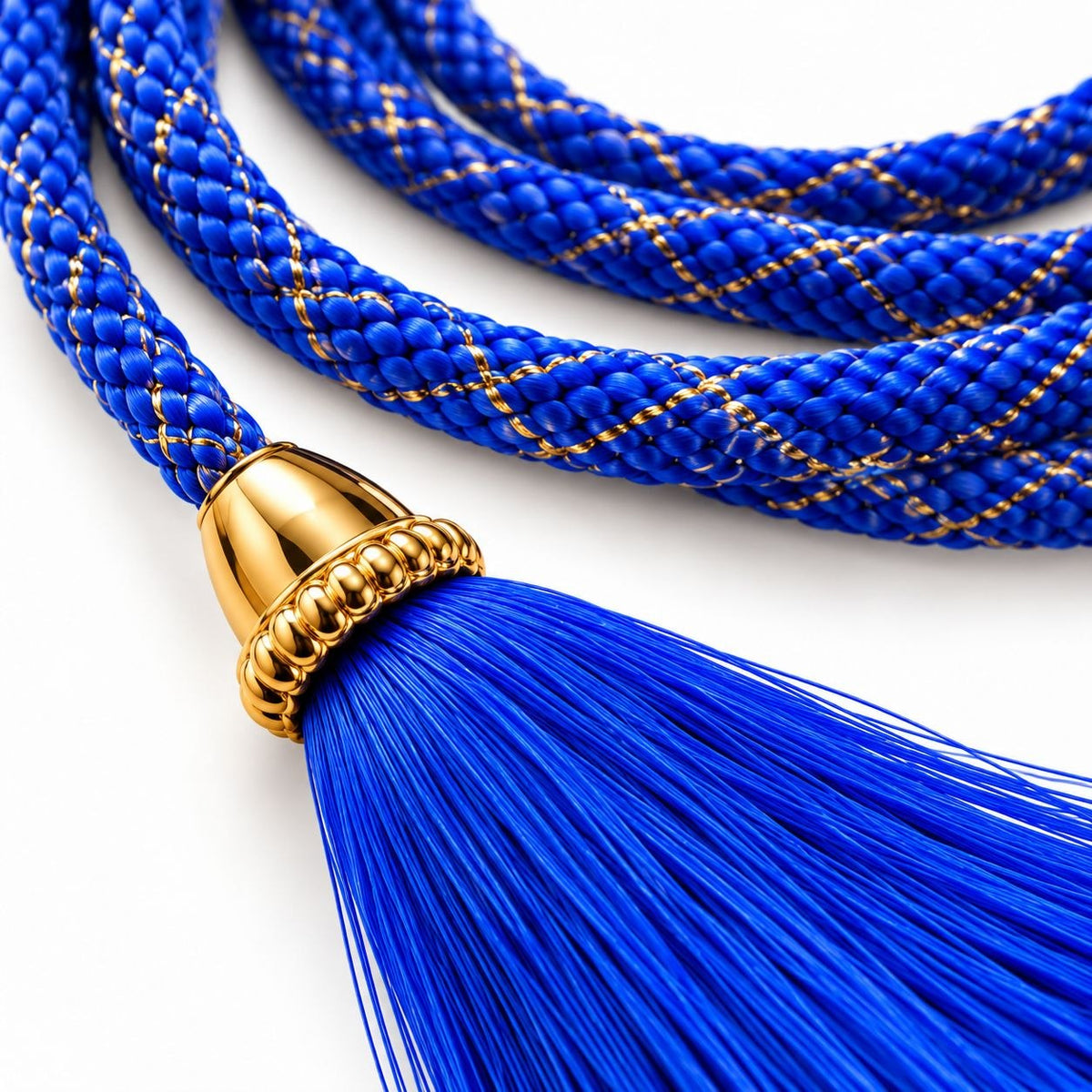 Royal Blue Blouse Dori with Tassel Latkan | 1 Meter Braided Dori | Pack of 12