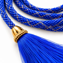 Royal Blue Blouse Dori with Tassel Latkan | 1 Meter Braided Dori | Pack of 12