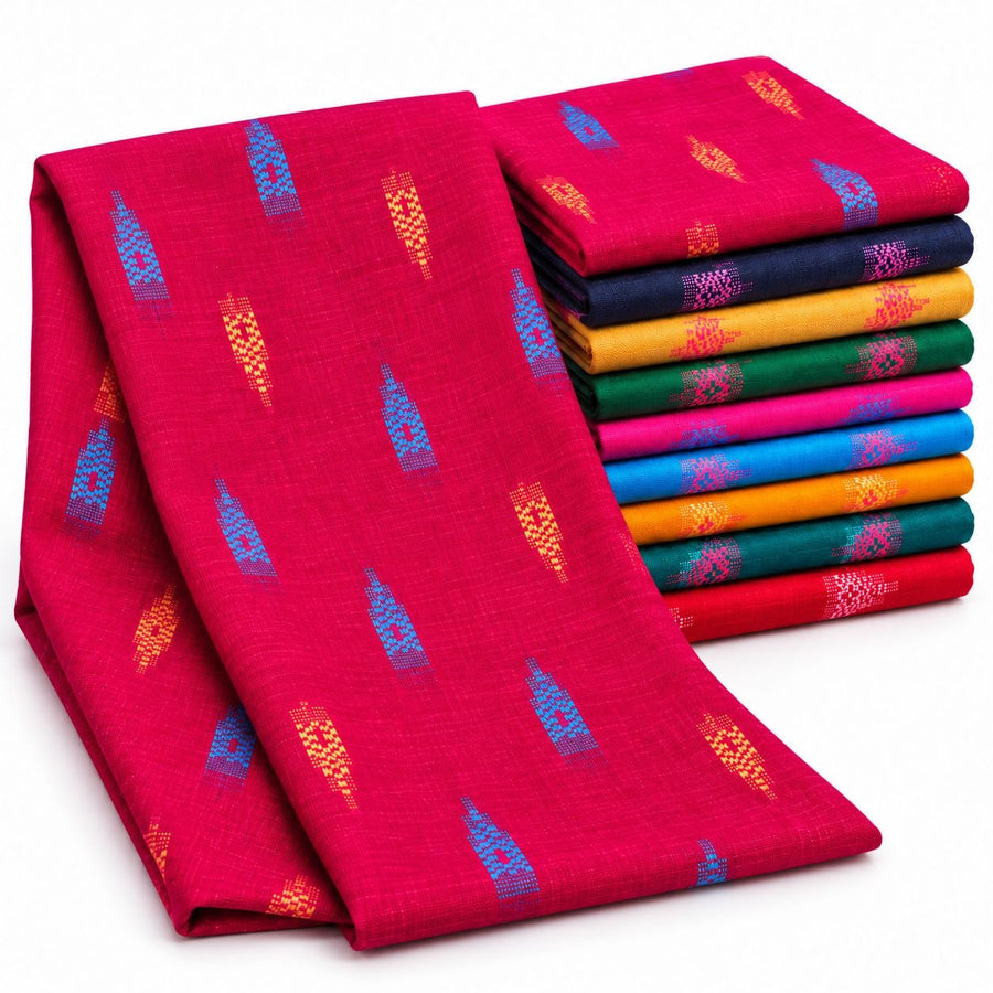 Multicolor Woven Blouse Piece Fabric Combo – Traditional Motif Design – Pack of 10 Pieces