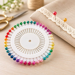 Multicolor Pearl Head Pins for Sewing & Tailoring – Pin Wheel Set – Pack of 12 Wheels