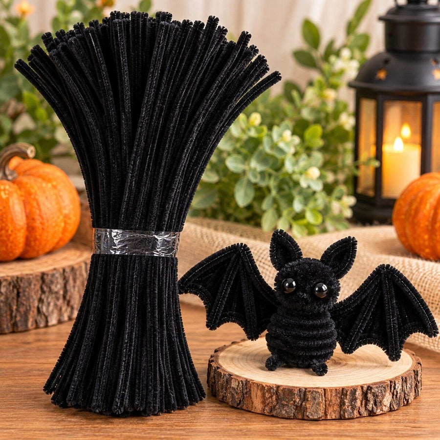 Black Pipe Cleaner Craft Sticks for DIY Flowers, Figures, Art & Craft – 100 Pieces (1 Packet)
