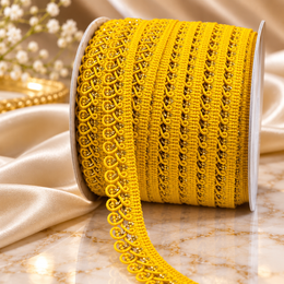 Yellow Designer Loop Lace Border 18 Meter | Decorative Embroidered Lace Trim for Kurti, Blouse, Saree, Dupatta & Dress | Pack of 2 Rolls