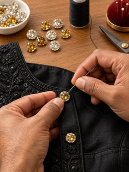 C-720/1S Silver & Golden Stone Designer Buttons for Kurti Blouse Suit – Pack of 120
