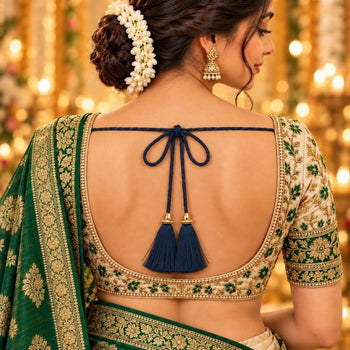 Navy Blue Blouse Dori with Tassel Latkan | Decorative Tie Cord for Blouse, Lehenga & Saree | Pack of 12