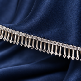 Premium Silver Bugle Bead Fringe Lace Border – 9 Meter | Designer Hanging Tube Bead Lace for Saree, Blouse, Dupatta & Lehenga