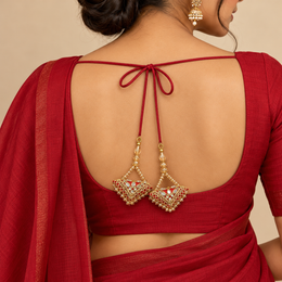 Red & Gold Designer Beaded Latkan for Blouse & Lehenga – 6 Pair (12 Pieces)
