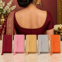 Blouse Piping Dori Pack of 5 Colours for Blouse, Saree, Kurti & Dress Stitching